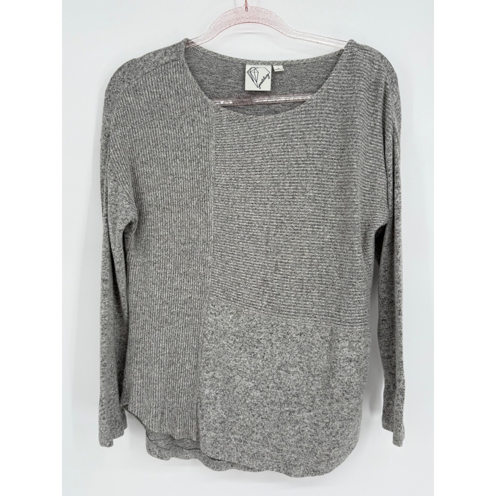 Janet Chung Gray Ribbed‎ Knit Long Sleeve Rayon Sweater Top Women's Medium